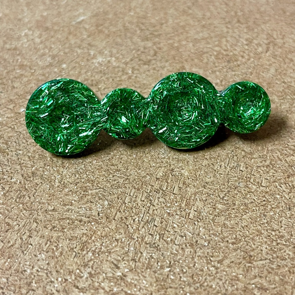 Glitter Green Aligator Hair Clip Set/3 - Picture 7 of 12